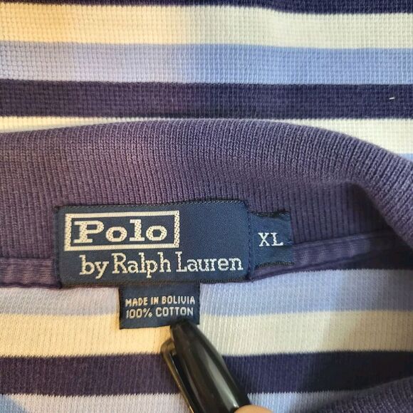 Polo Ralph Lauren Shirt Mens XL Blue Striped Short Sleeve Made In Bolivia‎ - Picture 6 of 9